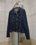 bluza kurtka jeansowa L vintage ciemna granatowo czarna siwa jeansowa