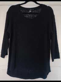 Sweter H&M czarny ażurowy rękaw 3/4 hit r. L