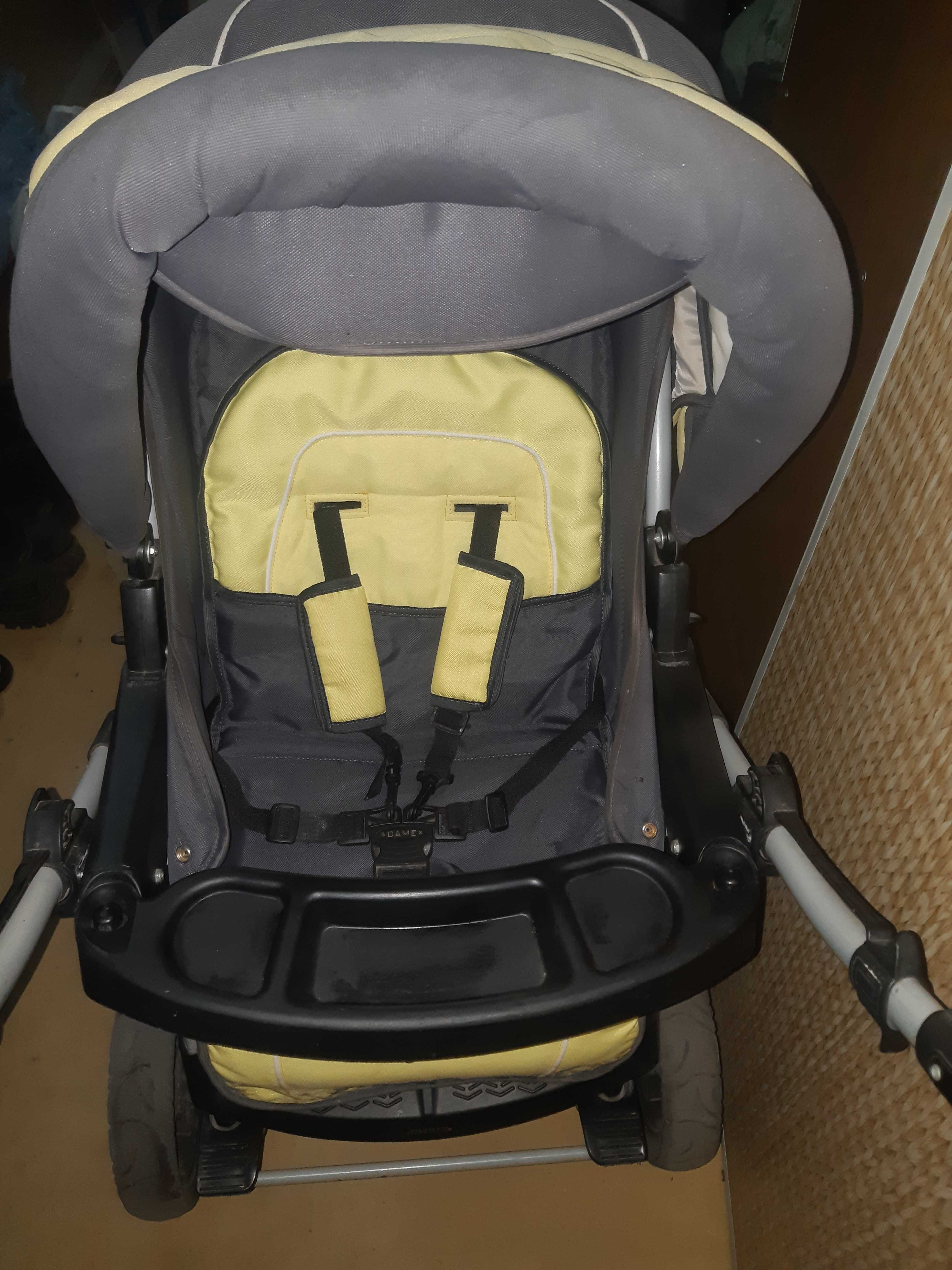 Дитяча коляска | візок | детская коляска Adamex Young 2 в 1 сіро-жовта