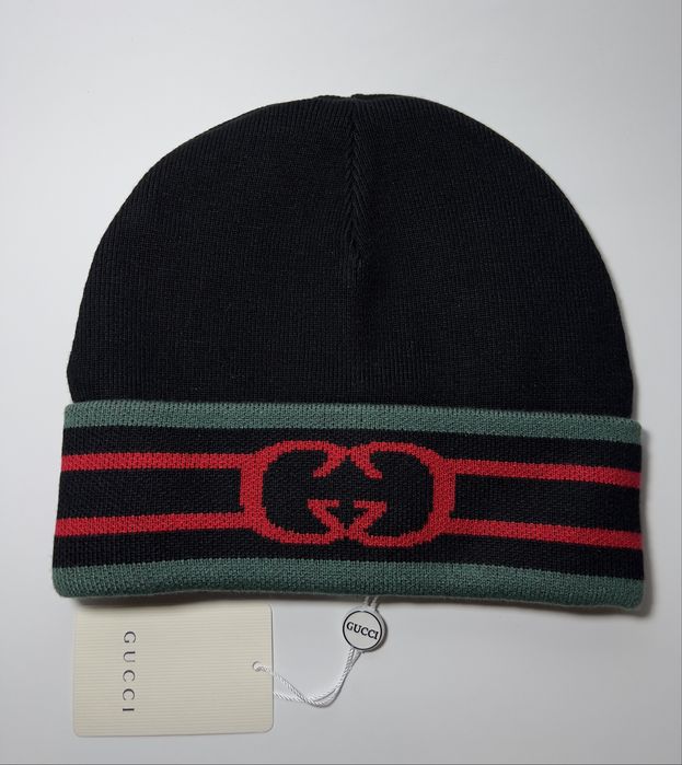 Шапка Gucci чорна та сіра