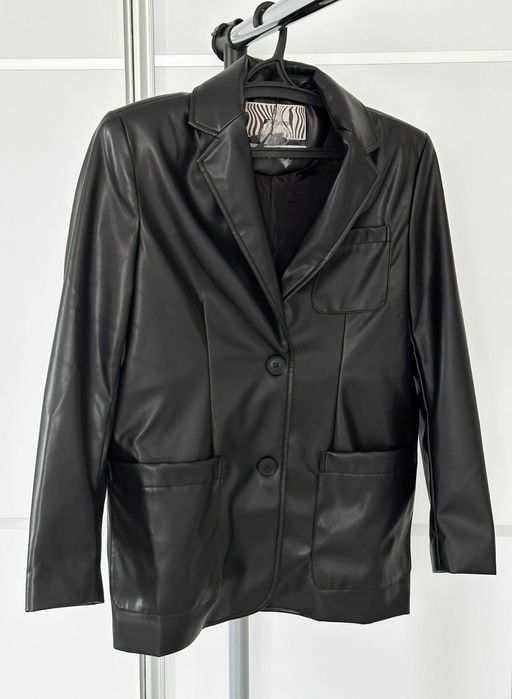 Піджак під шкіру чорний трендовий fb sister жіночий