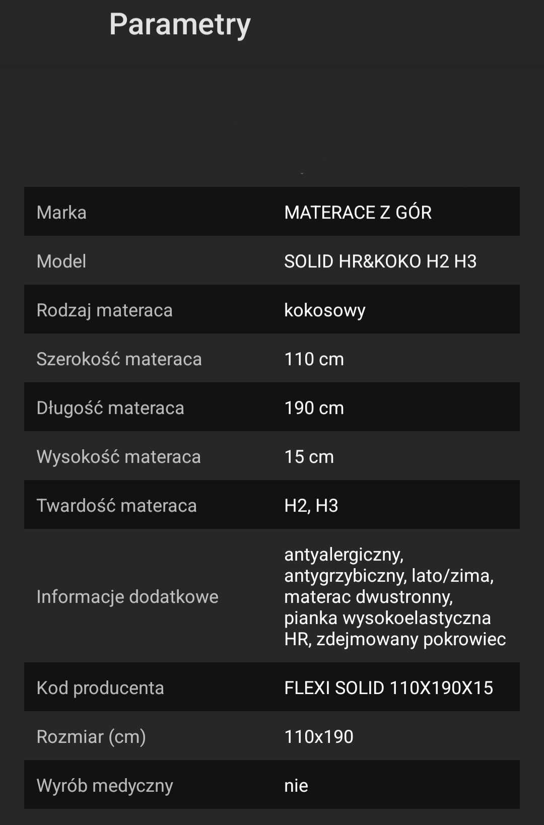 Materac 110x190 z kokosem i HR elastyczny 15cm