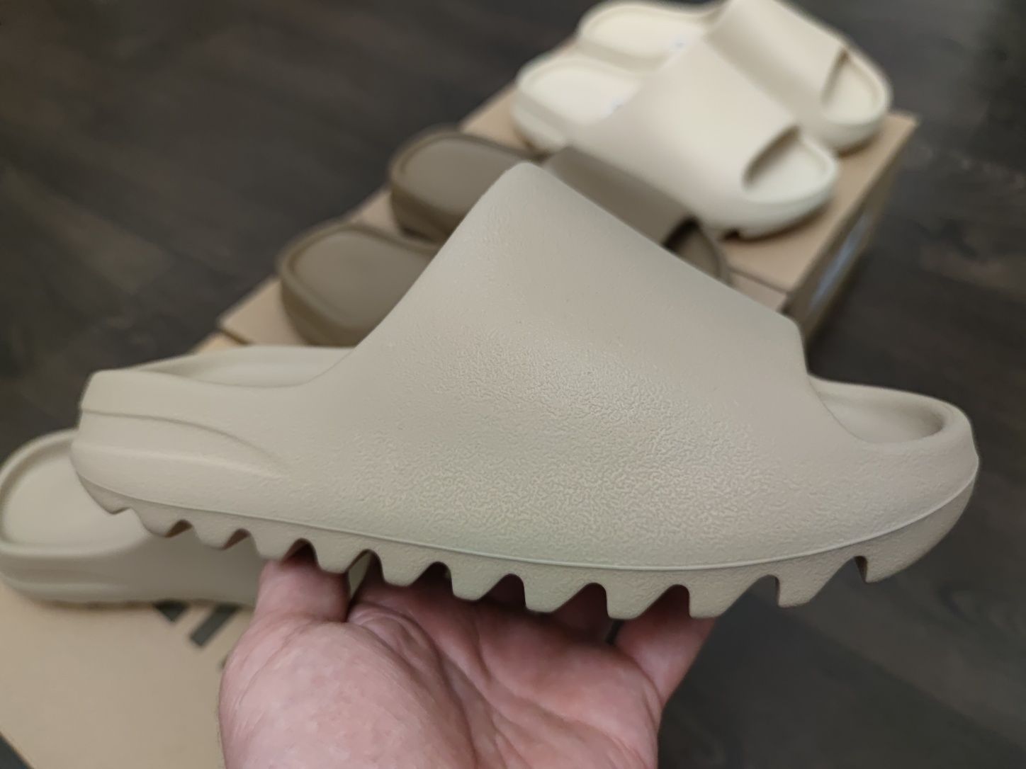 Adidas Yeezy Slide Earth Brown,  Pure (First Release), Bone
