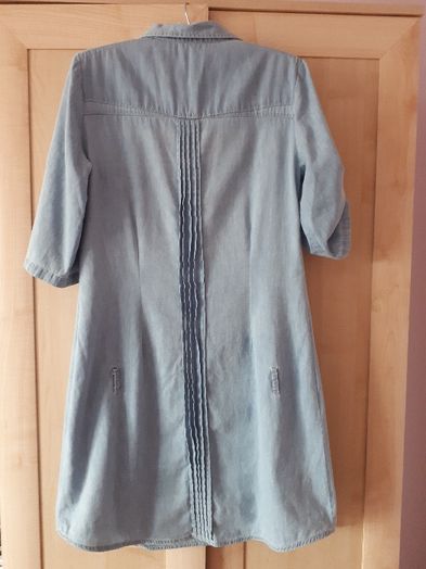 Jeansowa sukienka / tunika z koronkową obwodką rozmiar L + pasek