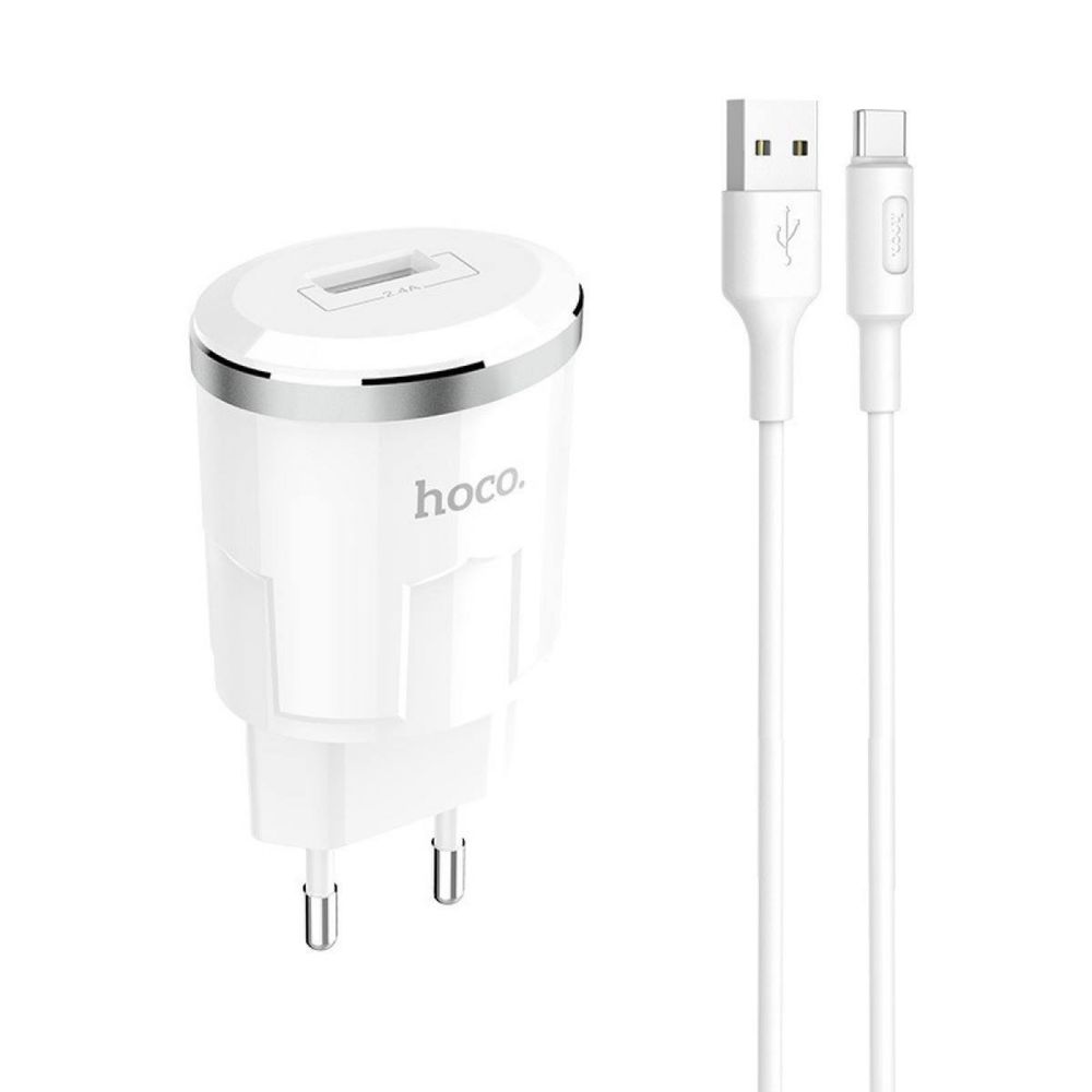 Мережевий зарядний пристрій Hoco C37A Thunder + micro-USB Cable White
