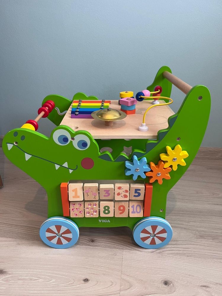 VIGA Drewniany Pchacz Edukacyjny Krokodylek 12w1