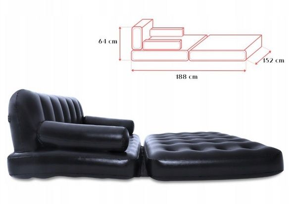Sofa dmuchana Materac dwuosobowy Bestway 152 x 188 x 64 cm czarny