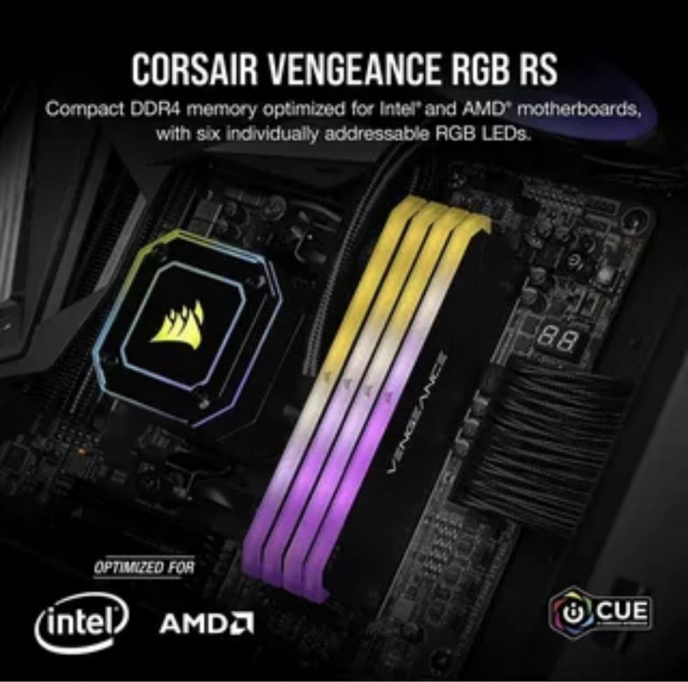 ОЗУ Corsair Vengeance RGB RS 16гб (8 ГБ x 2 шт.) DDR4 3200 МГц CL16