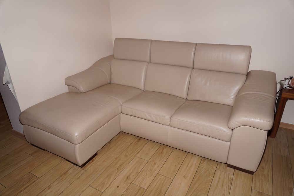 Beżowy Komplet Narożnik + Fotel KLER