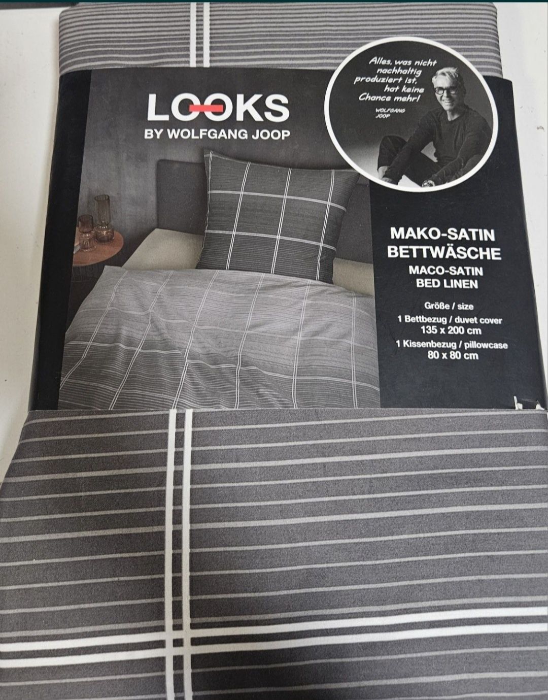 Постільна білизна looks by wolfgang joop 135×200 см сіра, сатин