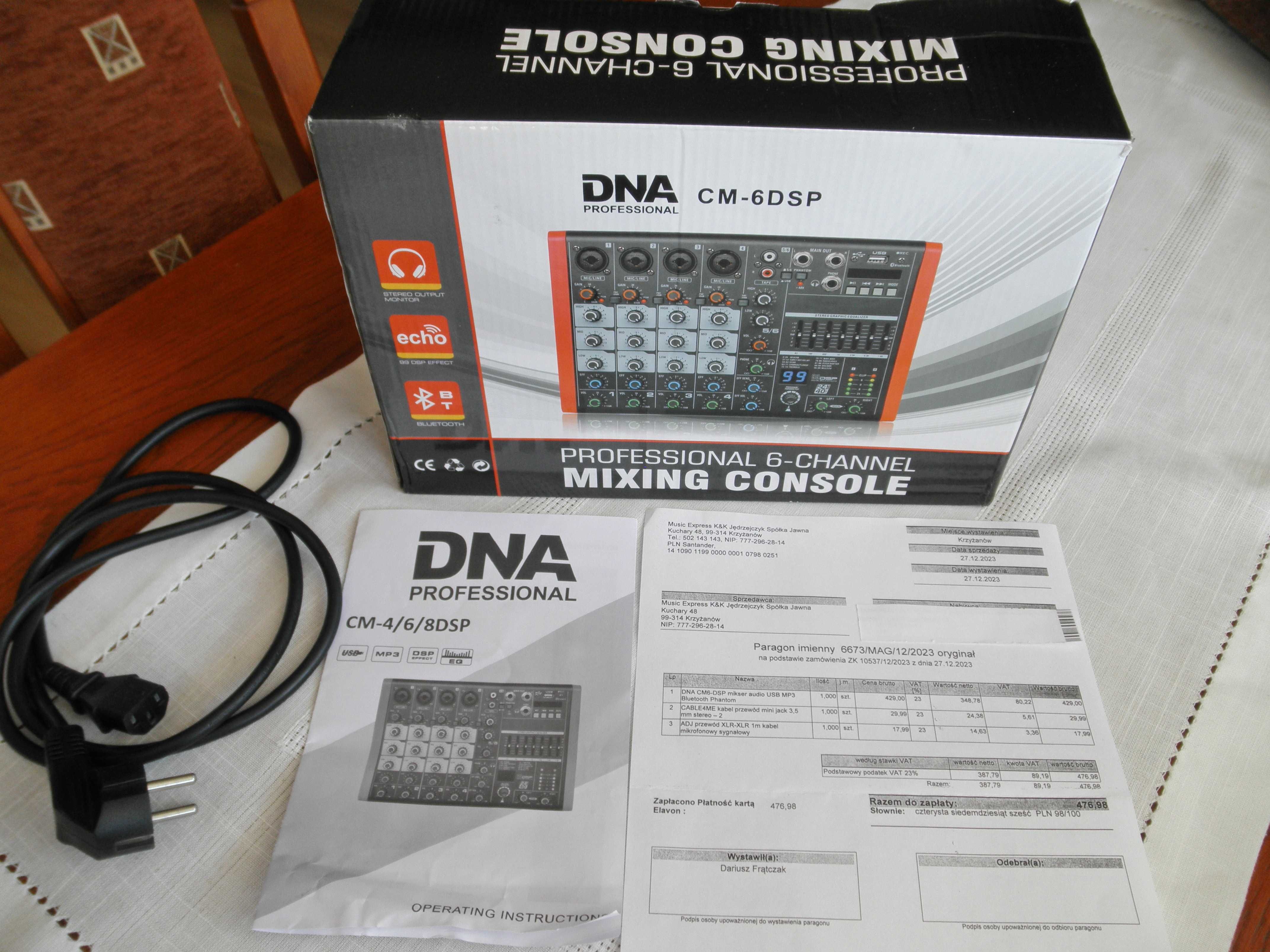 Mikser DNA CM-6 DSP na gwarancji . Mixer z pogłosem, equalizerem, USB.