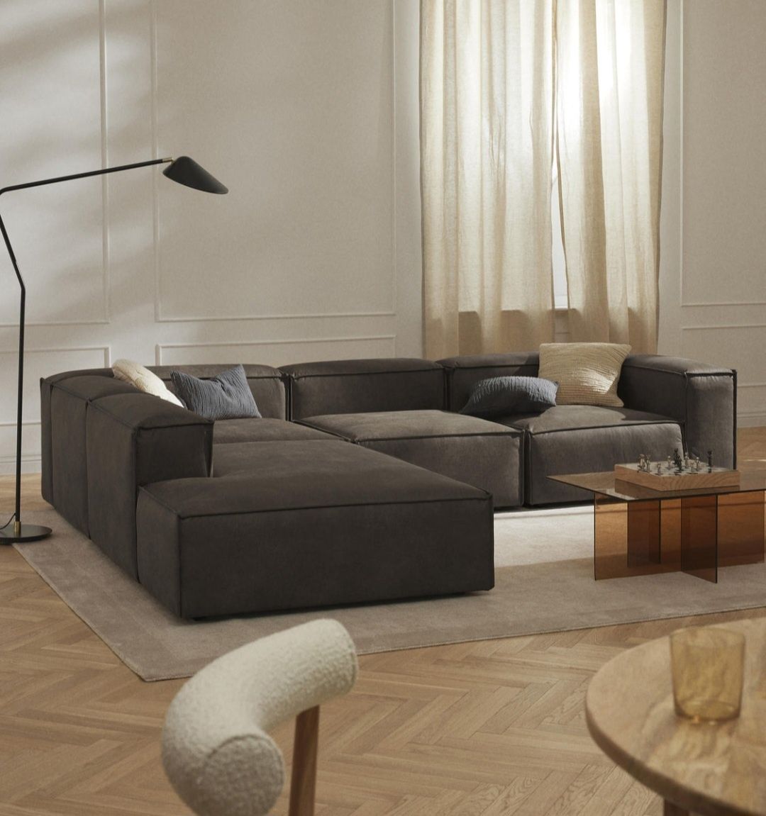 Sofa modułowa XL ze skóry z recyklingu Lennon Westwing Collection