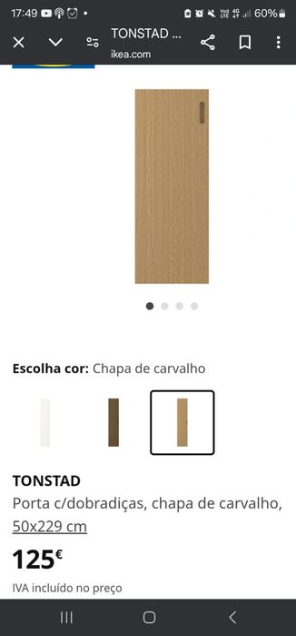 Porta roupeiro ikea 236x50 carvalho