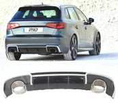 DIFUSOR PARACHOQUES TRASEIRO AUDI A3 8V 12-16 LOOK RS3 + PONTEIRAS