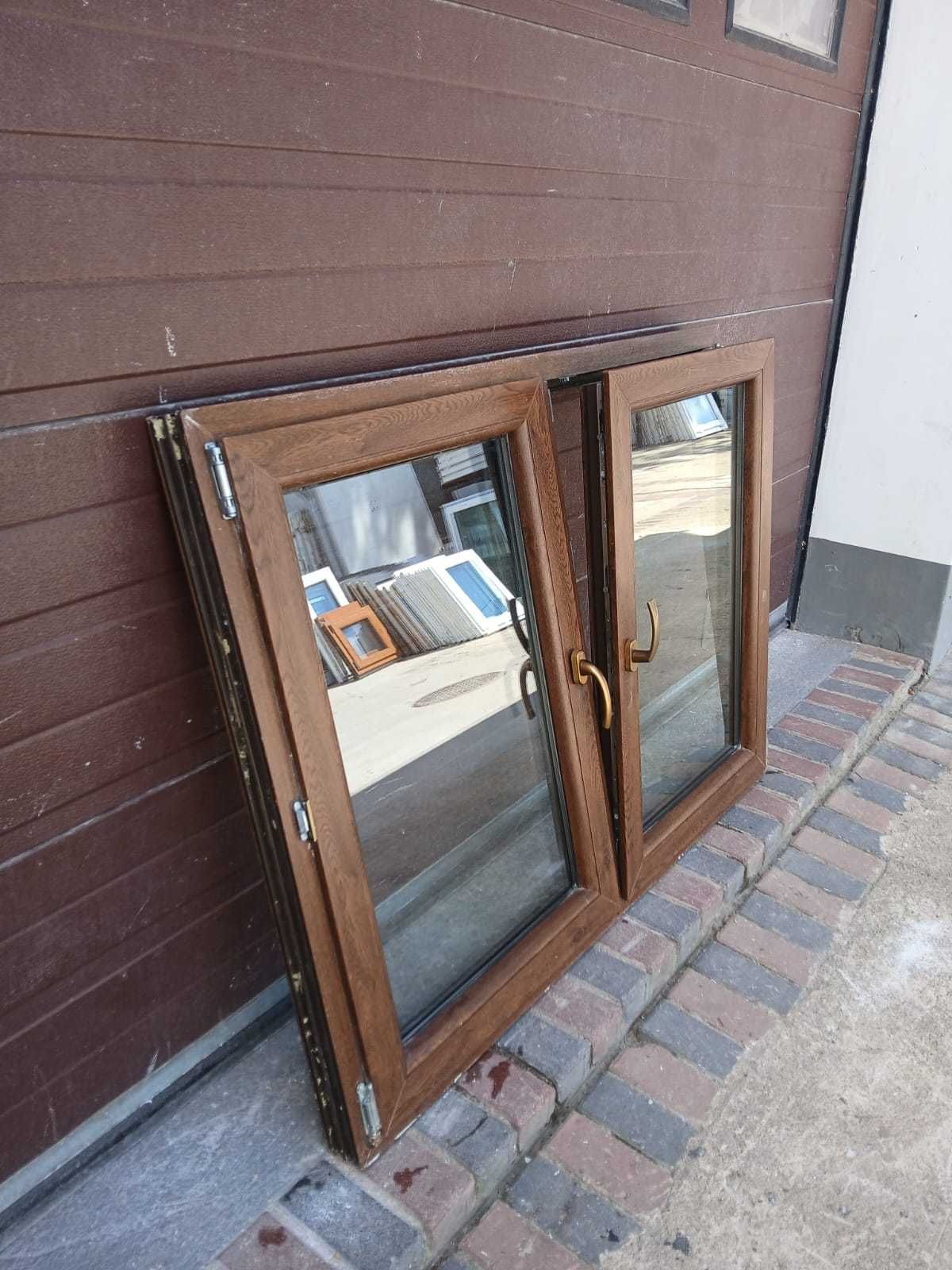 Okna pcv plastikowe orzech 143x108 okno brązowe brąz  DOWÓZ CAŁY KRAJ