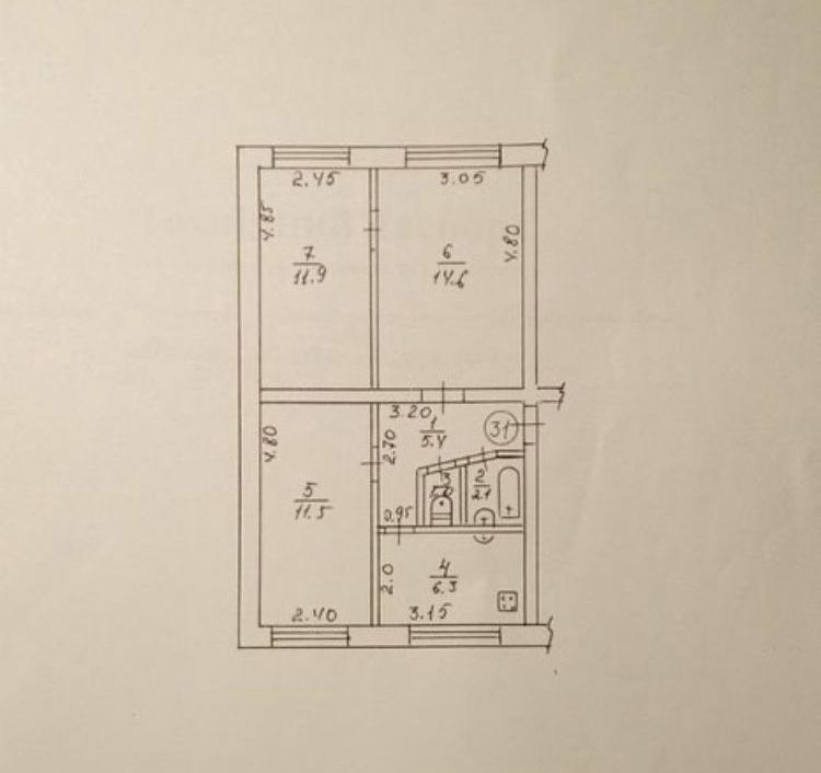 3 к. Квартира 2/5 этаж