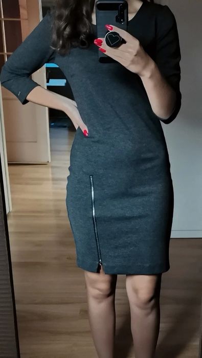 Sukienka mini midi elegancka na okazje, do pracy, na codzień, z suwaka
