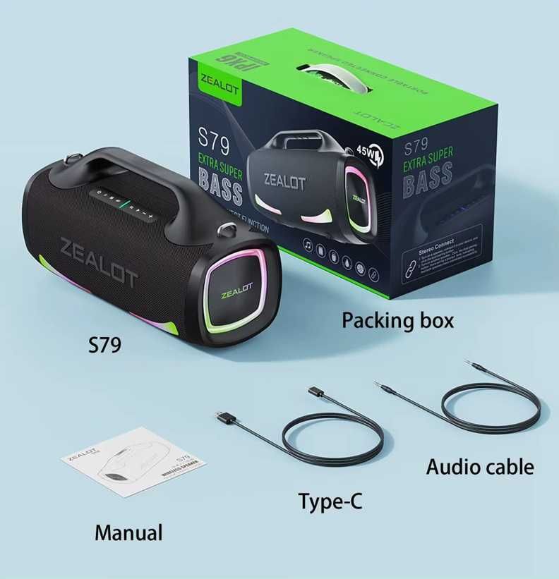 ZEALOT S79 Zewnętrzny głośnik Bluetooth 100W - 24000mAh - Nowy