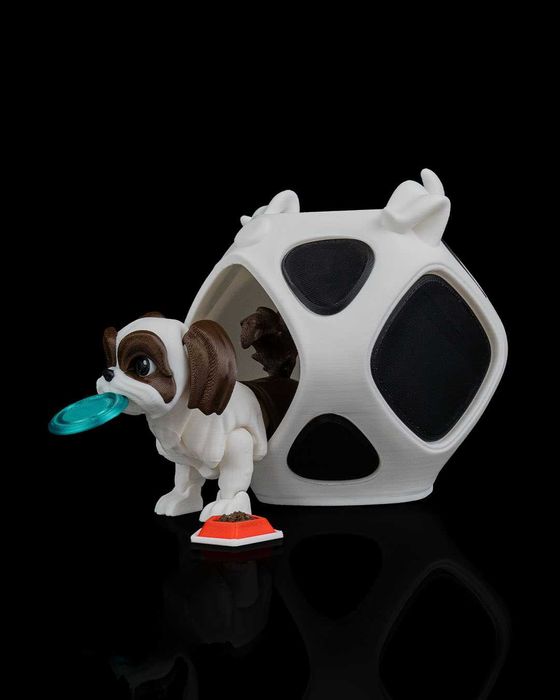 Ruchoma Figurka Shih Tzu ze Stylową budą i Miseczkami