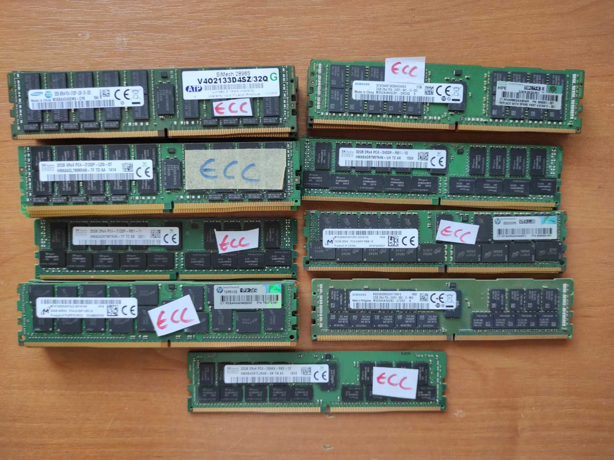 Samsung SK hynix Micron 32GB DDR4 Reg серверная (активні ЕСС корекції)