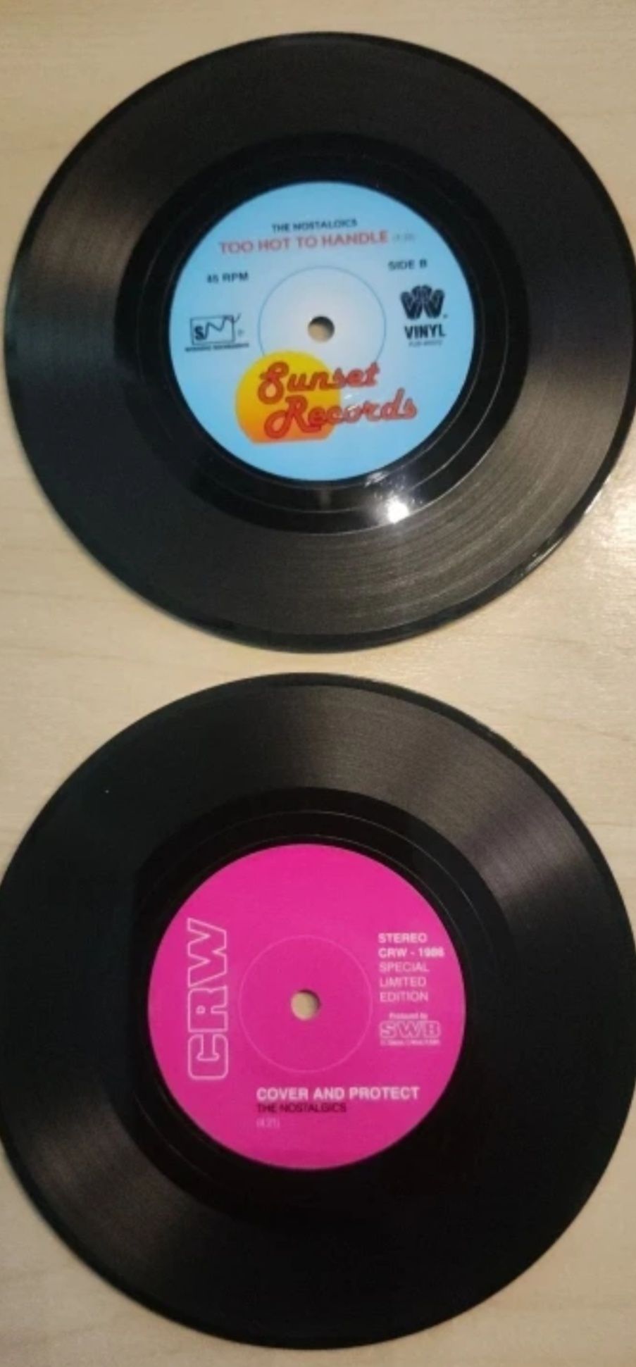 Conjunto de 6 Bases Discos  Vinil para  Copos