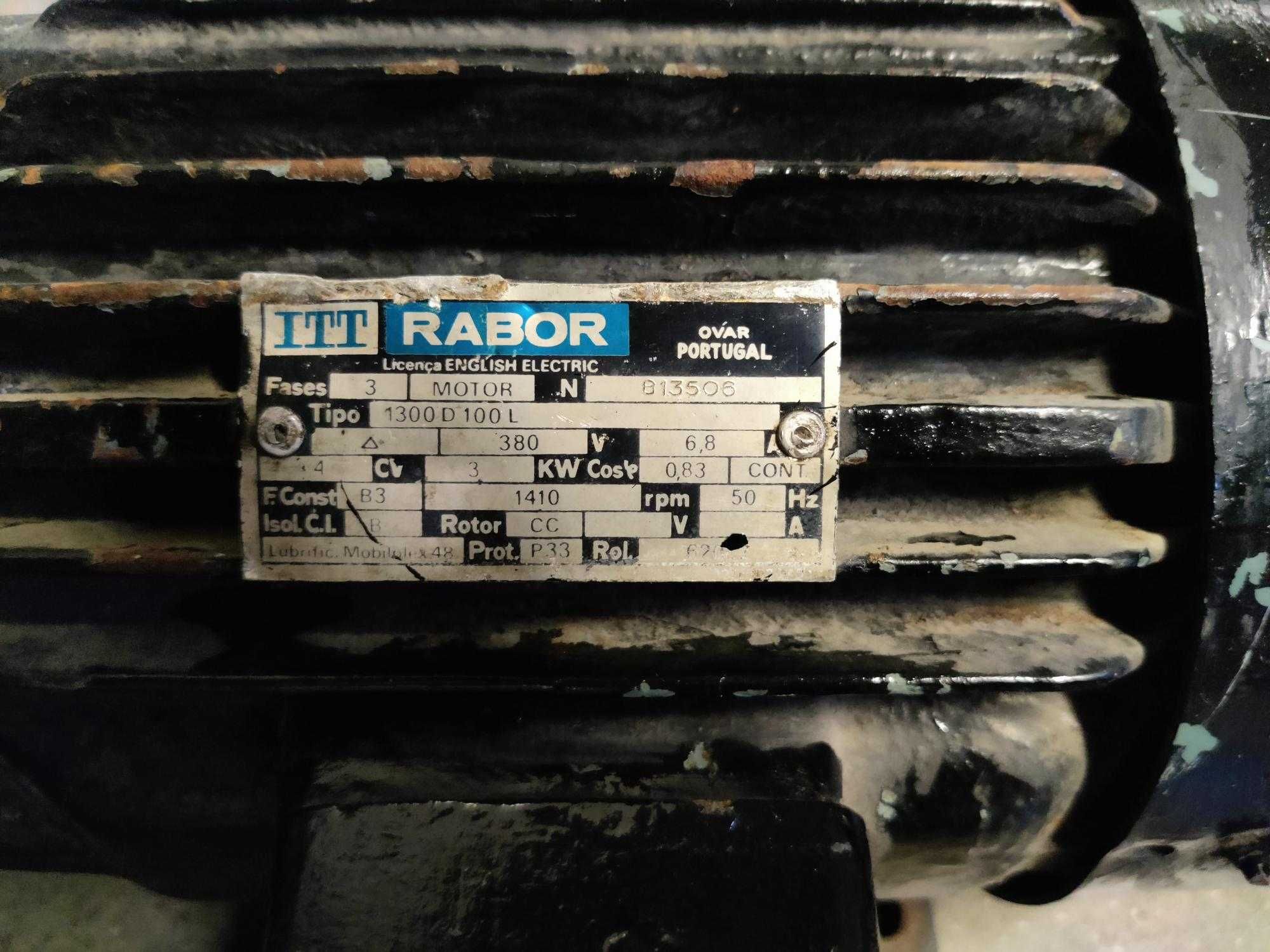 Motor Industrial, elétrico trifásico, Rabor 1300D100L, 3W, 50 HZ
