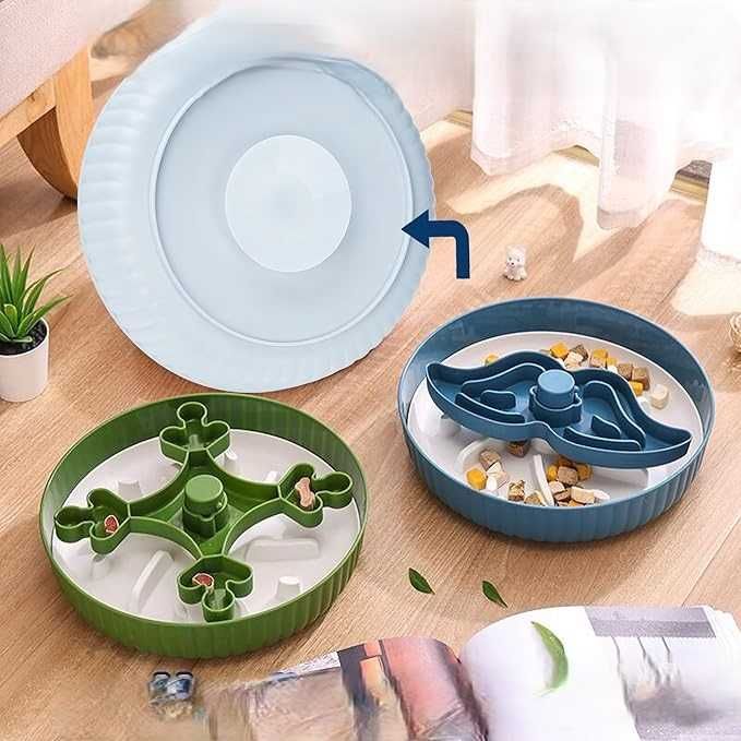 Miska dla psa z labiryntem, obracana góra, mata do lizania, niebieska