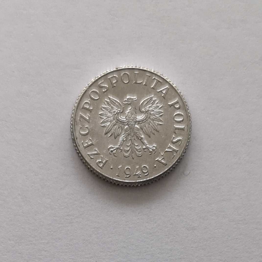 Moneta PRL 1 grosz 1949r.Al. Stan monety b.ładny.