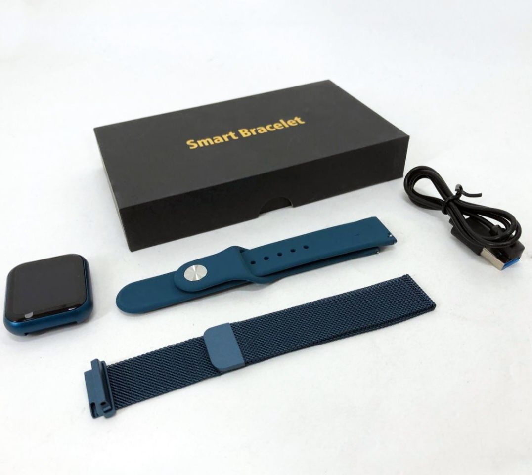 Наручные часы, электронные, смарт браслет, Smart Watch T80S, синие