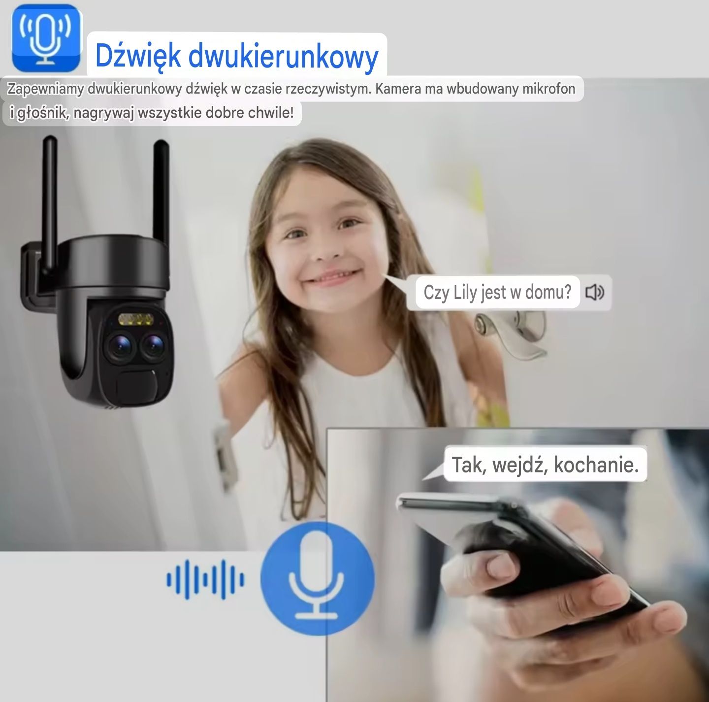 Kamera Solarna WiFi 8MP IP66 Obrotowa 2 obiektywy