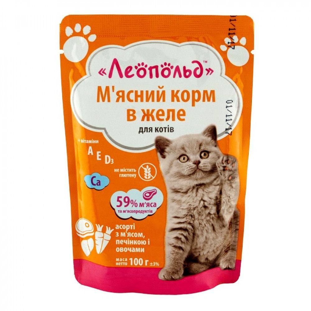 Корм для котов Леопольд 100г (6видів)