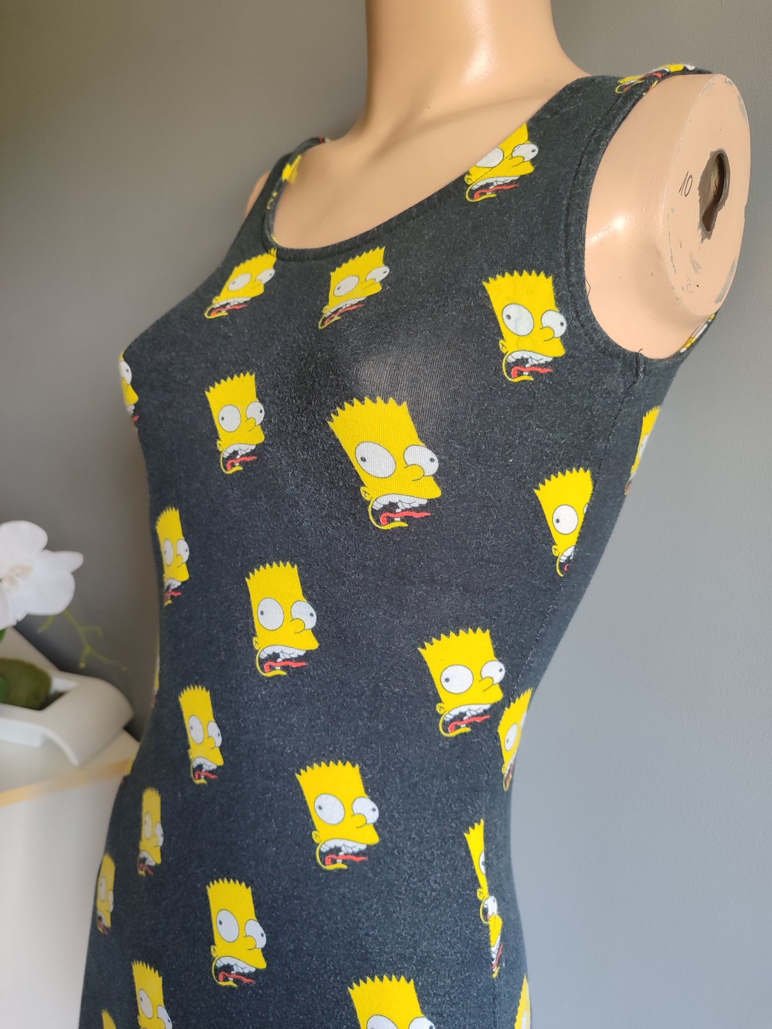 Ołówkowa obcisła sukienka na lato XS 34 Simpsonowie