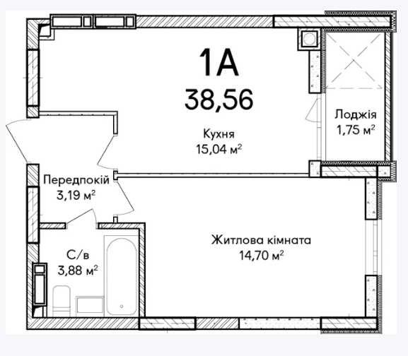 Однокімнатна квартира 38.56м² для інвестування в майбутнє. Ірпінь