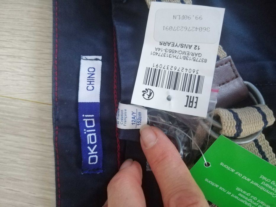 2 pary nowych spodni Okaidi rozmiar 152, granatowe