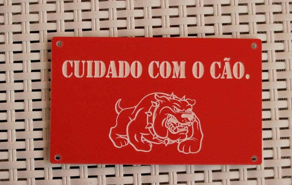 Placa sinalética personalizada "cuidado com o cão" qualquer raça