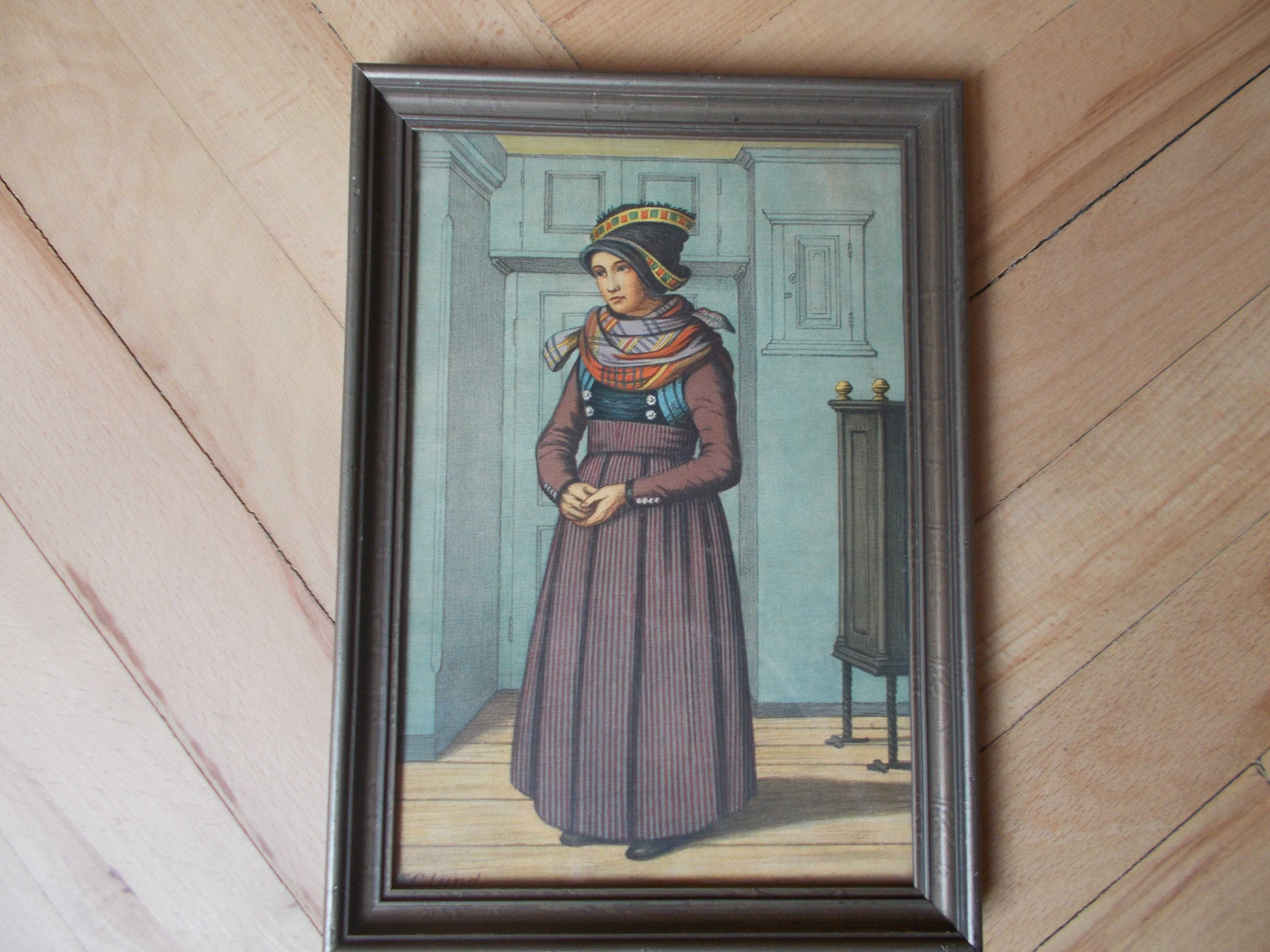 Grafika vintage w ramie drewnianej za szkłem