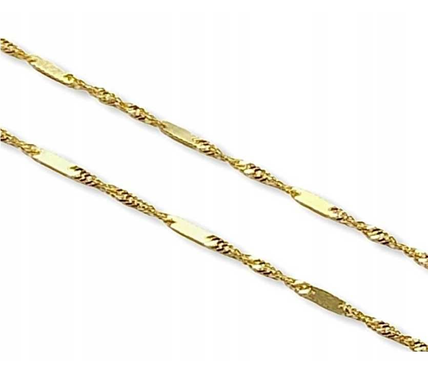 Złoty ŁAŃCUSZEK SINGAPUR BLASZKI złoty p.585 45 cm kuty