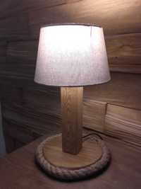 Lampa lampka nocna drewniana styl rustykalny sznur jutowy handmade