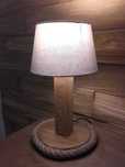 Lampa lampka nocna drewniana styl rustykalny sznur jutowy handmade