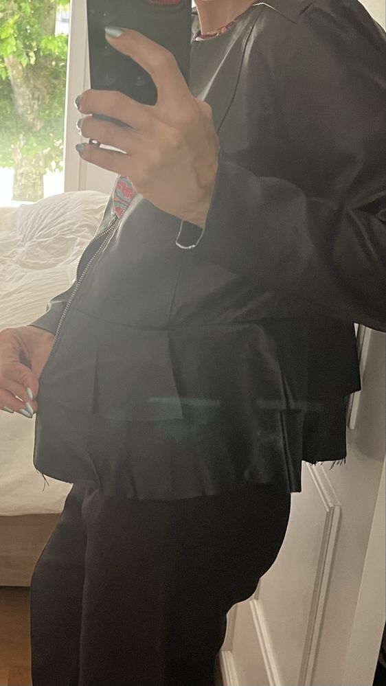 Casaco estilo couro com babados feminino venda
