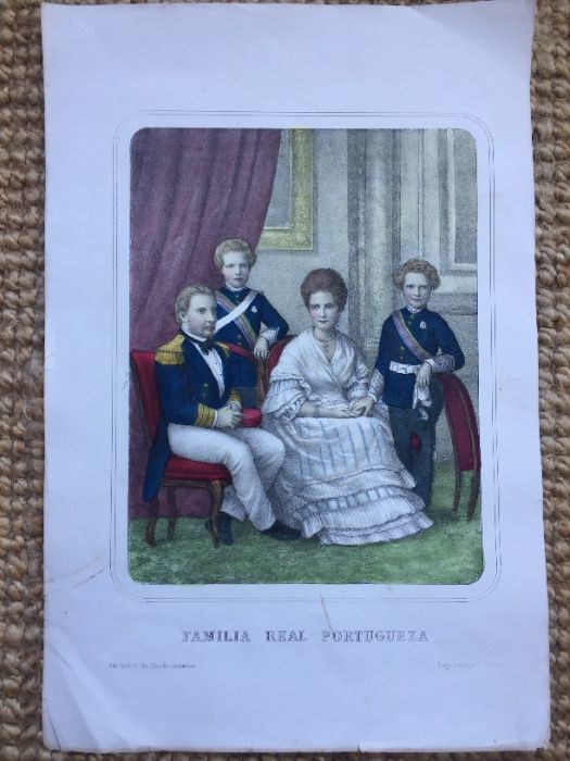 Retrato Familia Real Portuguesa - Litografia Colorida