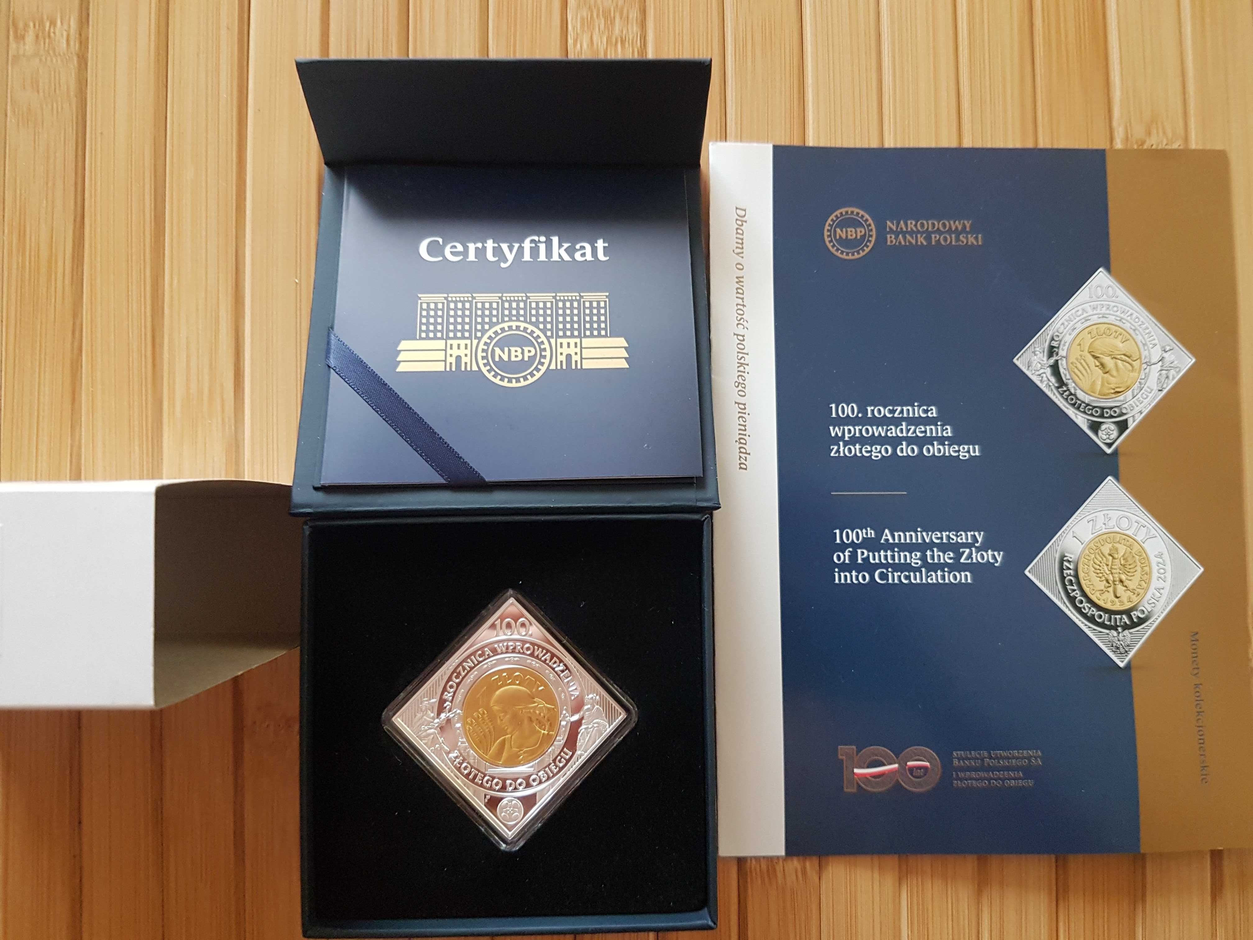 1 Złoty, 100 rocznica wprowadzenia złotego do obiegu .