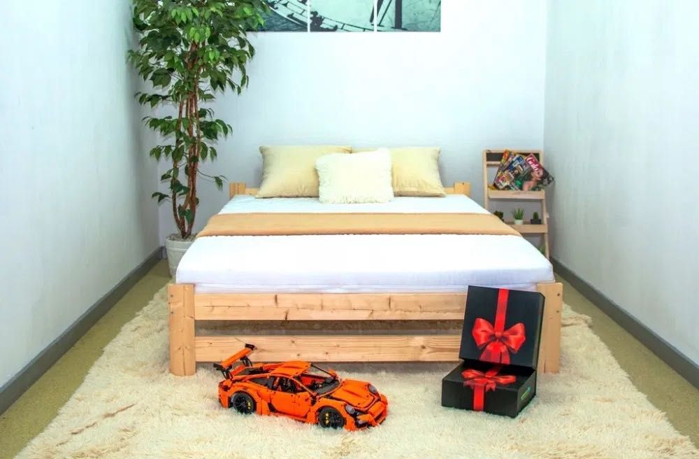 Łóżko drewniane z materacem 90x200 Wymiary SOSNOWE Wysyłka PL
