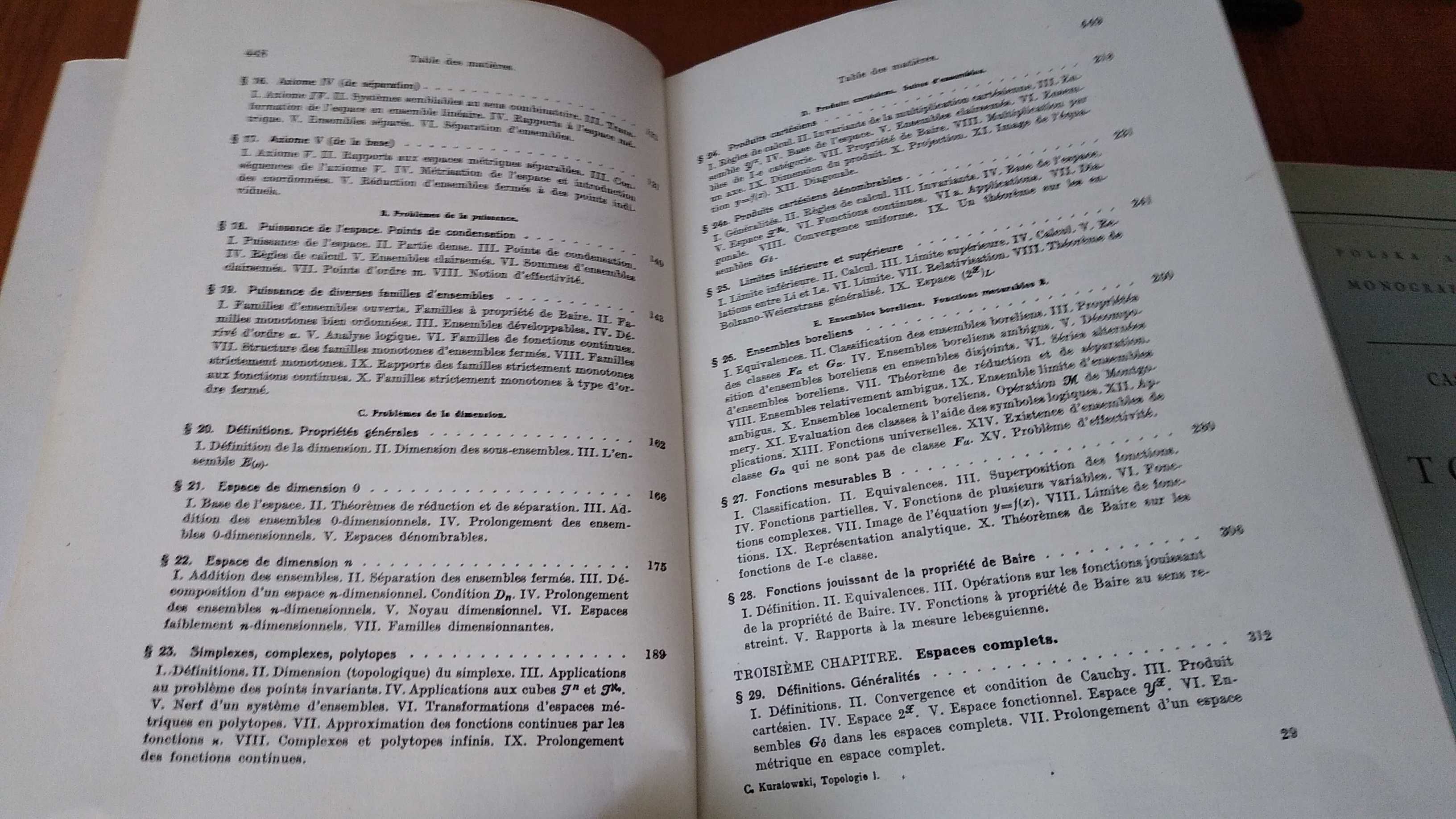 Topologie Vol 1-2 Casimir Kuratowski  Monografie Matematyczne t 20-21