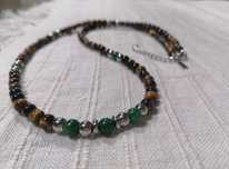 Colar Masculino Olho de Tigre & Verde Jade - Aço  - Pulseiras Me4You