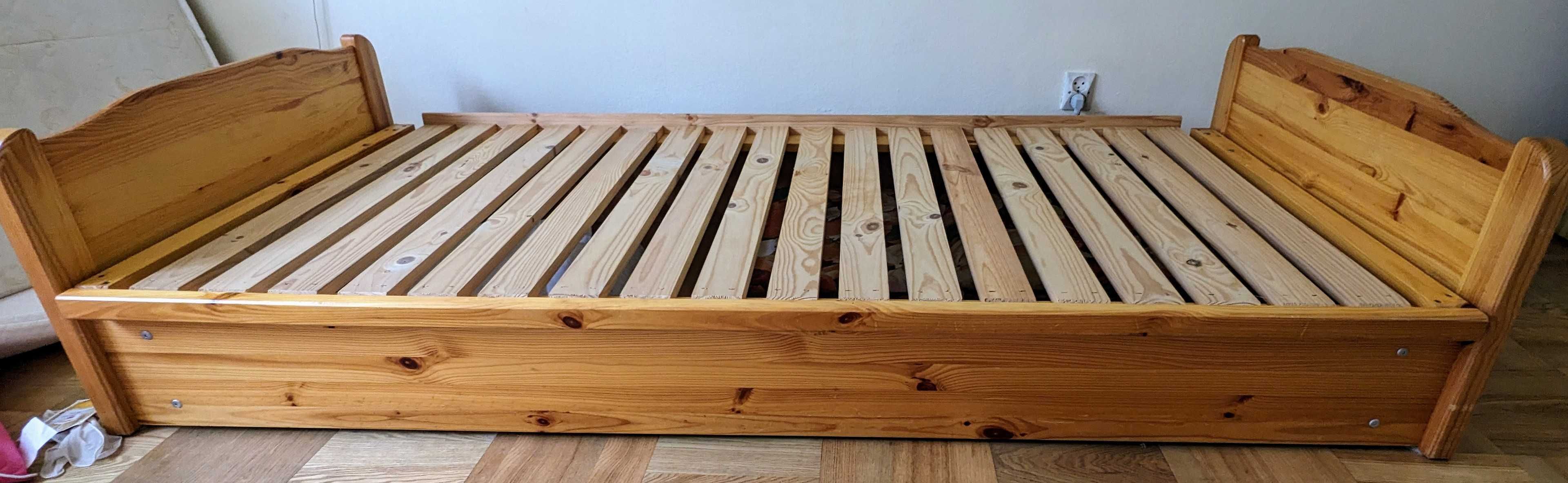 Łóżko/tapczan z pojemnikiem, lite drewno, 90 x 200, plus materac