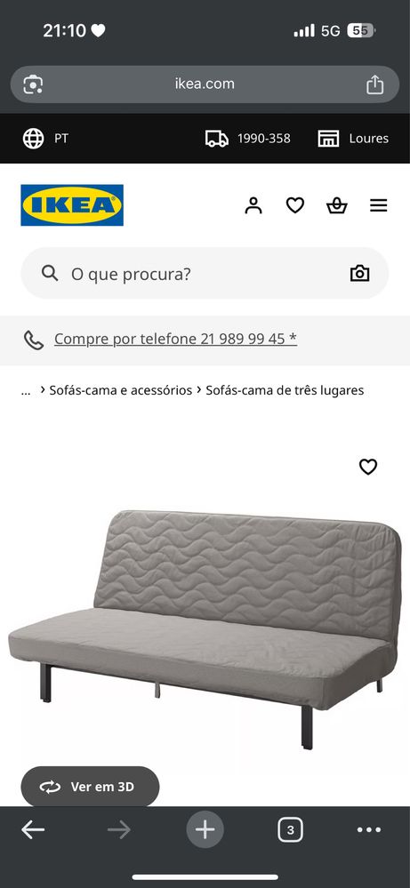 Sofa cama ikea  cinzento