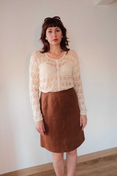 Blusa Vintage em Croché Creme – Estilo Artesanal