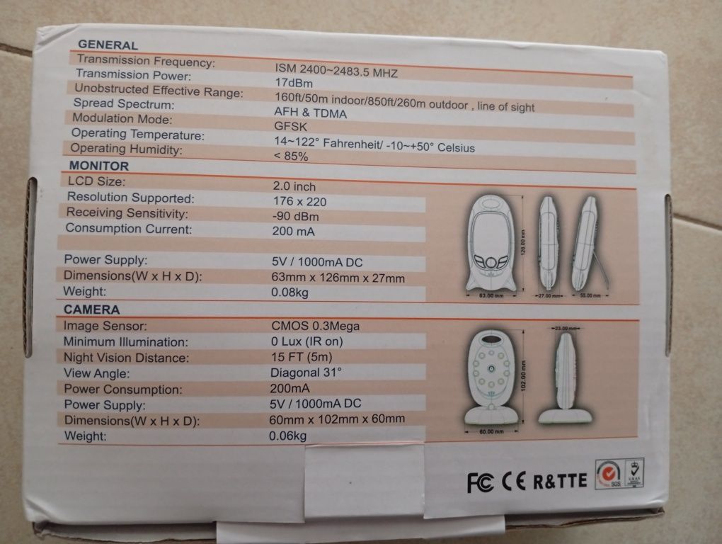Baby monitor, câmera noturna, microfone, musicas etc