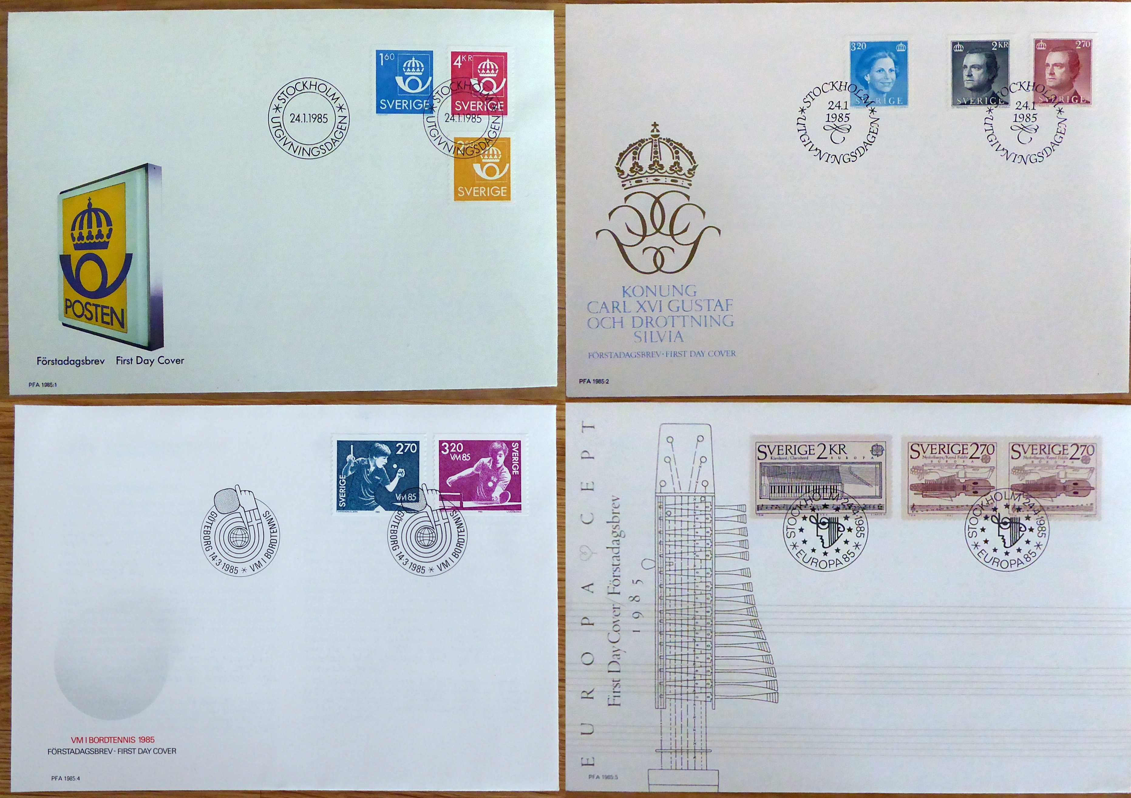 Szwecja rocznik 1985 FDC (bez 1 koperty)